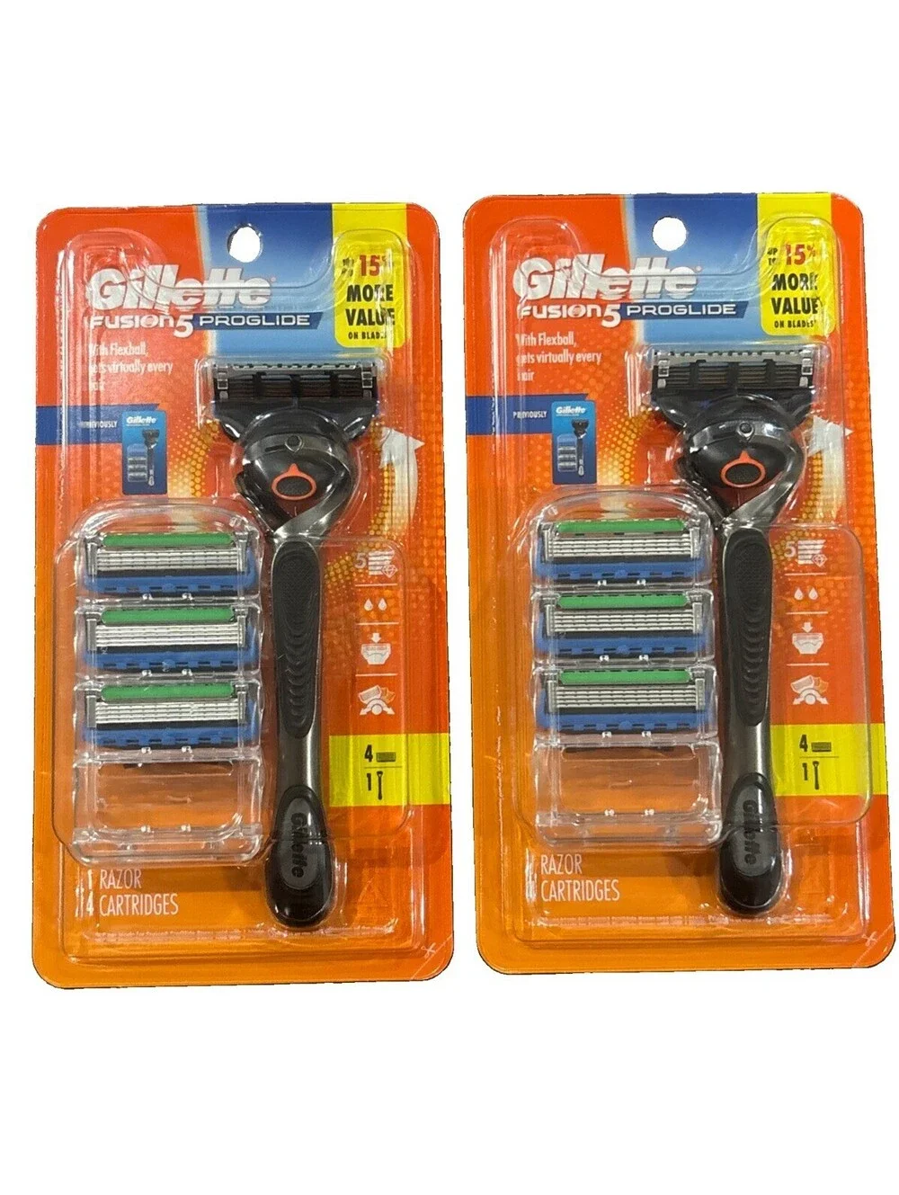 2 NEW Gillette Fusion 5 ProGlide Shaving Bundle 1 Razor Handle 4 Cartridges
